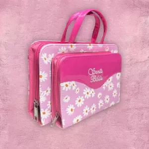 Funda para Biblias - Rosa con margaritas