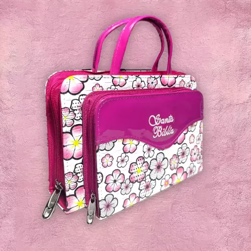 Funda para Biblias - Fucsia con flores